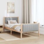 vidaXL Rám postele Hnedá a svetlo šedá 90 x 200 cm Borovicový masív – Obrázok 4