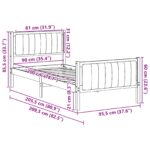 vidaXL Rám postele hnedá a tmavosivá 90 x 200 cm Borovicový masív – Obrázok 11