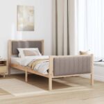 vidaXL Rám postele Hnedá a taupe 90 x 200 cm Borovicový masív – Obrázok 4