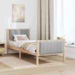 vidaXL Rám postele Hnedá a svetlo šedá 80 x 200 cm Borovicový masív – Obrázok 4