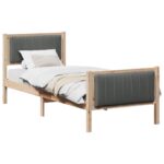 vidaXL Rám postele hnedá a tmavosivá 80 x 200 cm Borovicový masív – Obrázok 3