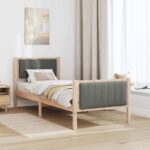 vidaXL Rám postele hnedá a tmavosivá 80 x 200 cm Borovicový masív – Obrázok 4
