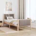 vidaXL Rám postele Hnedá a taupe 80 x 200 cm Borovicový masív – Obrázok 4