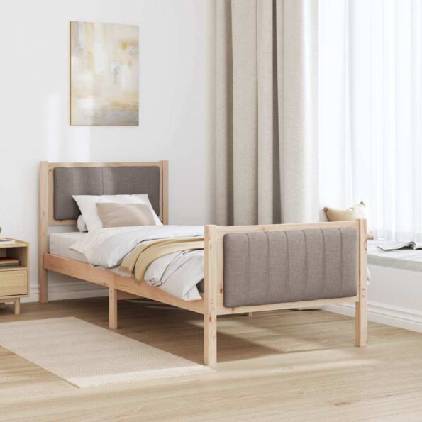vidaXL Rám postele Hnedá a taupe 80 x 200 cm Borovicový masív – Obrázok 4