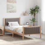 vidaXL Rám postele Hnedá a taupe 90 x 190 cm Borovicový masív