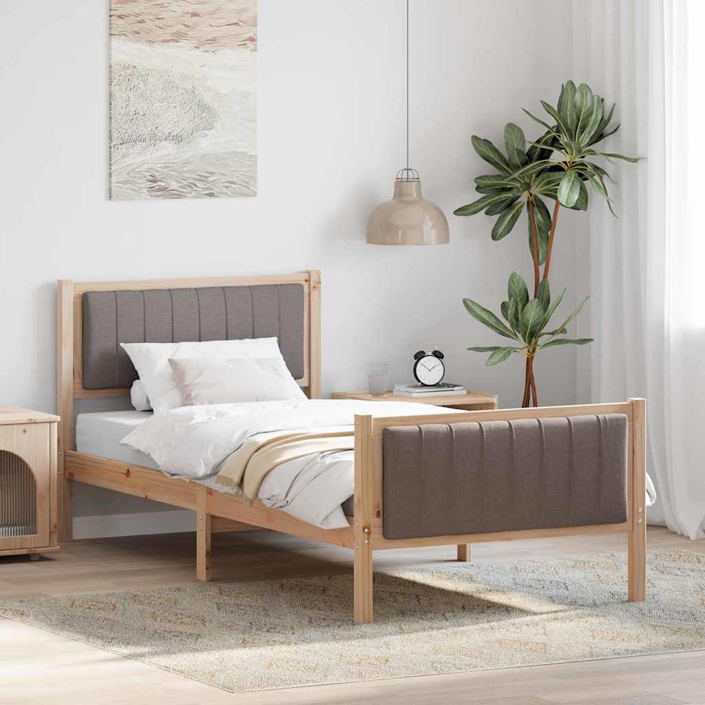 878507_1.jpg vidaXL Rám postele Hnedá a taupe 90 x 190 cm Borovicový masív – Obrázok 1