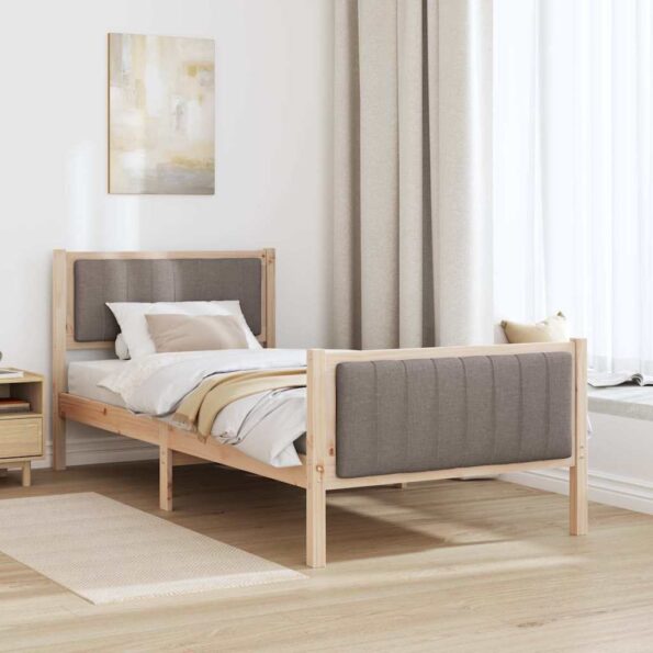 vidaXL Rám postele Hnedá a taupe 90 x 190 cm Borovicový masív – Obrázok 4