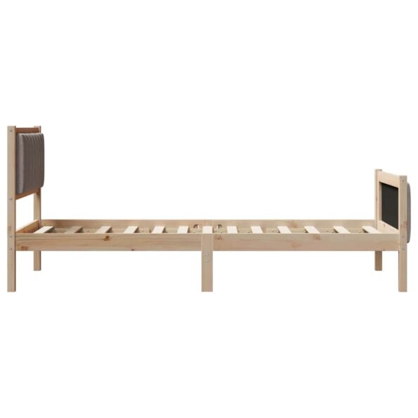 vidaXL Rám postele Hnedá a taupe 90 x 190 cm Borovicový masív – Obrázok 6