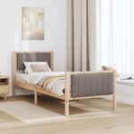 vidaXL Rám postele Hnedá a taupe 75 x 190 cm Borovicový masív – Obrázok 4