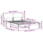 vidaXL Rám postele Hnedá a čierna 150 x 200 cm Borovicový masív – Obrázok 11