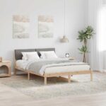 vidaXL Rám postele Hnedá a taupe 150 x 200 cm Borovicový masív