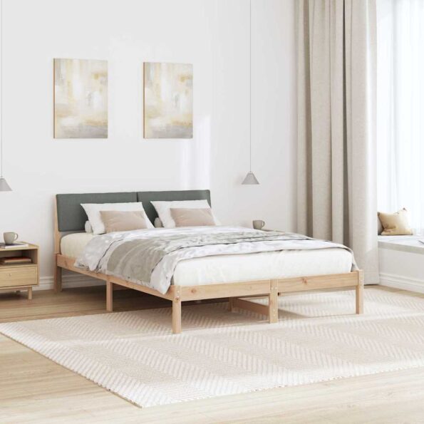 vidaXL Rám postele hnedá a tmavosivá 140 x 200 cm Borovicový masív – Obrázok 4