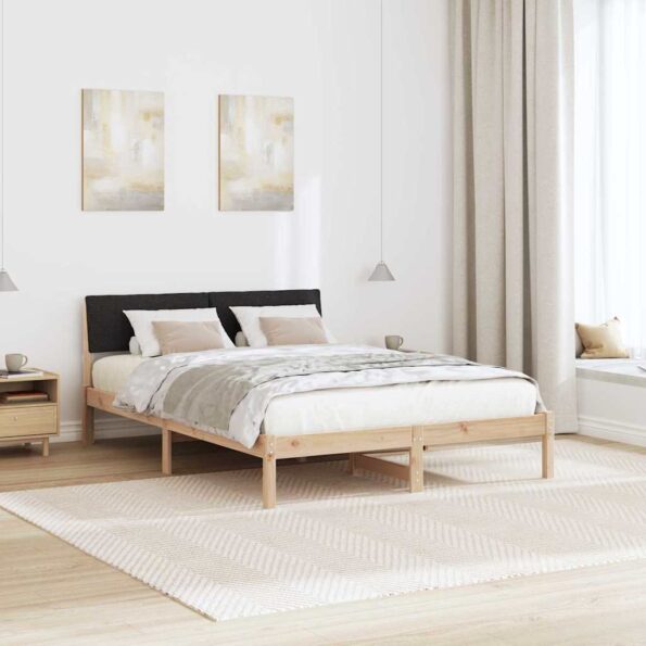vidaXL Rám postele Hnedá a čierna 140 x 200 cm Borovicový masív – Obrázok 4