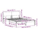 vidaXL Rám postele Hnedá a taupe 140 x 200 cm Borovicový masív – Obrázok 11