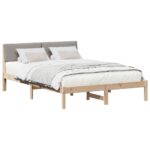 vidaXL Rám postele Hnedá a taupe 140 x 200 cm Borovicový masív – Obrázok 3