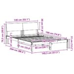 vidaXL Rám postele Hnedá a čierna 140 x 190 cm Borovicový masív – Obrázok 11