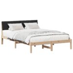 vidaXL Rám postele Hnedá a čierna 140 x 190 cm Borovicový masív – Obrázok 3