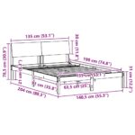 vidaXL Rám postele hnedá a tmavosivá 135 x 190 cm Borovicový masív – Obrázok 11
