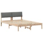 vidaXL Rám postele hnedá a tmavosivá 135 x 190 cm Borovicový masív – Obrázok 2