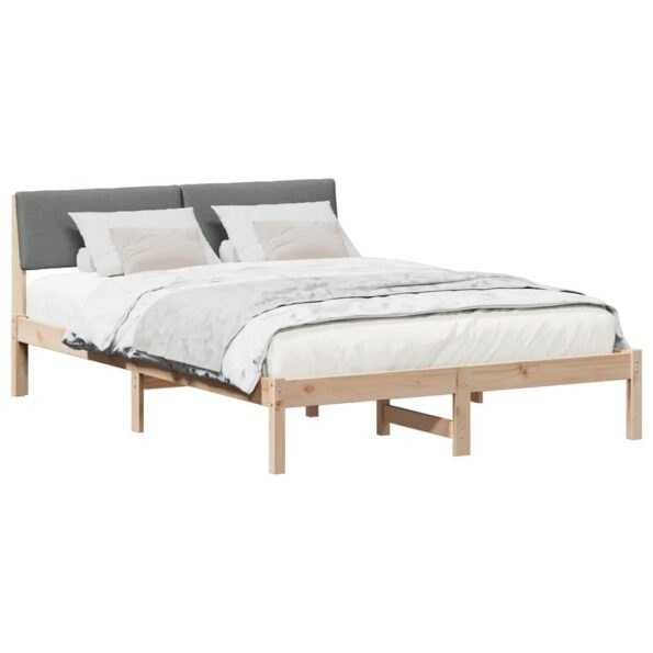 vidaXL Rám postele hnedá a tmavosivá 135 x 190 cm Borovicový masív – Obrázok 3