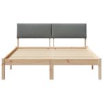 vidaXL Rám postele hnedá a tmavosivá 135 x 190 cm Borovicový masív – Obrázok 5