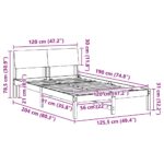 vidaXL Rám postele hnedá a tmavosivá 120 x 190 cm Borovicový masív – Obrázok 11