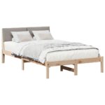 vidaXL Rám postele Hnedá a taupe 120 x 190 cm Borovicový masív – Obrázok 3