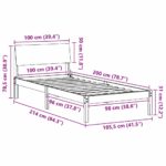 vidaXL Rám postele Hnedá a taupe 100 x 200 cm Borovicový masív – Obrázok 11