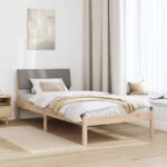 vidaXL Rám postele Hnedá a taupe 100 x 200 cm Borovicový masív – Obrázok 4