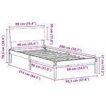 vidaXL Rám postele hnedá a tmavosivá 90 x 200 cm Borovicový masív – Obrázok 11