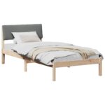 vidaXL Rám postele hnedá a tmavosivá 90 x 200 cm Borovicový masív – Obrázok 3