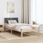 vidaXL Rám postele hnedá a tmavosivá 90 x 200 cm Borovicový masív – Obrázok 4