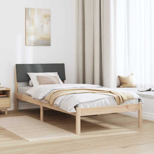 vidaXL Rám postele hnedá a tmavosivá 90 x 200 cm Borovicový masív – Obrázok 4