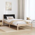vidaXL Rám postele Hnedá a čierna 90 x 200 cm Borovicový masív – Obrázok 4