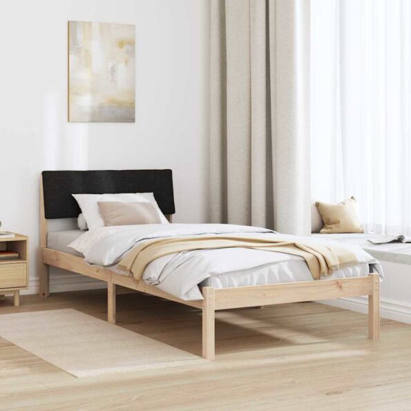 vidaXL Rám postele Hnedá a čierna 90 x 200 cm Borovicový masív – Obrázok 4