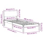 vidaXL Rám postele hnedá a tmavosivá 80 x 200 cm Borovicový masív – Obrázok 11