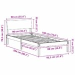 vidaXL Rám postele Hnedá a taupe 90 x 190 cm Borovicový masív – Obrázok 11