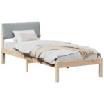 vidaXL Rám postele Hnedá a svetlo šedá 75 x 190 cm Borovicový masív – Obrázok 3