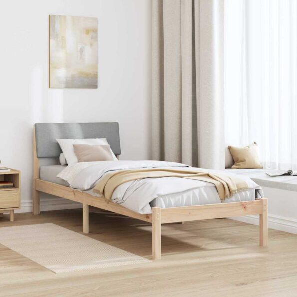 vidaXL Rám postele Hnedá a svetlo šedá 75 x 190 cm Borovicový masív – Obrázok 4
