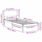 vidaXL Rám postele Hnedá a čierna 75 x 190 cm Borovicový masív – Obrázok 11