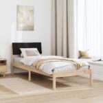 vidaXL Rám postele Hnedá a čierna 75 x 190 cm Borovicový masív – Obrázok 4