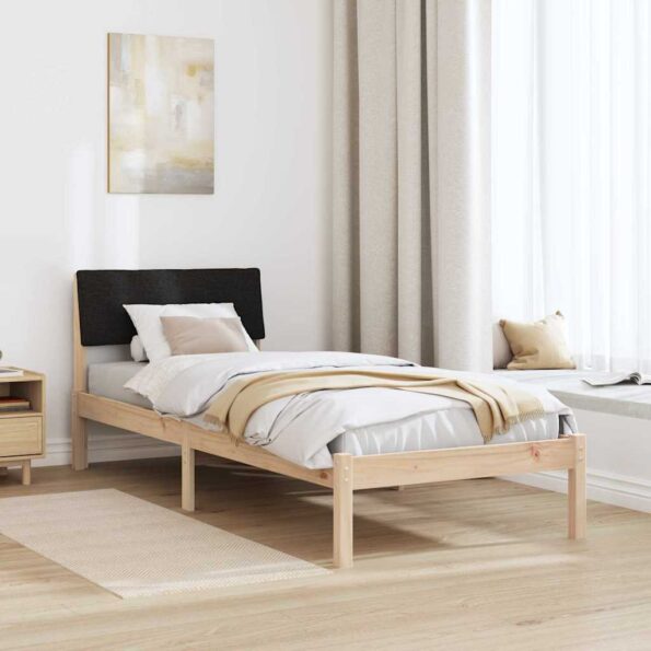 vidaXL Rám postele Hnedá a čierna 75 x 190 cm Borovicový masív – Obrázok 4