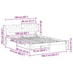 vidaXL Rám postele Hnedá a čierna 160 x 200 cm Borovicový masív – Obrázok 11