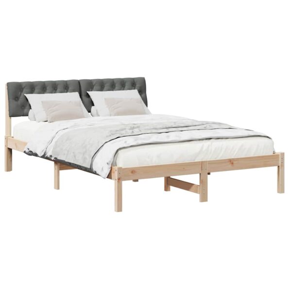 vidaXL Rám postele hnedá a tmavosivá 150 x 200 cm Borovicový masív – Obrázok 3