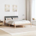 vidaXL Rám postele hnedá a tmavosivá 150 x 200 cm Borovicový masív – Obrázok 4
