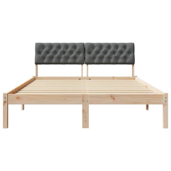 vidaXL Rám postele hnedá a tmavosivá 150 x 200 cm Borovicový masív – Obrázok 5