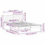 vidaXL Rám postele Hnedá a taupe 150 x 200 cm Borovicový masív – Obrázok 11