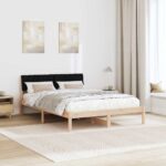 vidaXL Rám postele Hnedá a čierna 140 x 200 cm Borovicový masív – Obrázok 4