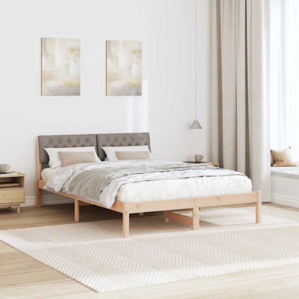 vidaXL Rám postele Hnedá a taupe 140 x 200 cm Borovicový masív – Obrázok 4
