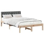 vidaXL Rám postele hnedá a tmavosivá 120 x 200 cm Borovicový masív – Obrázok 3